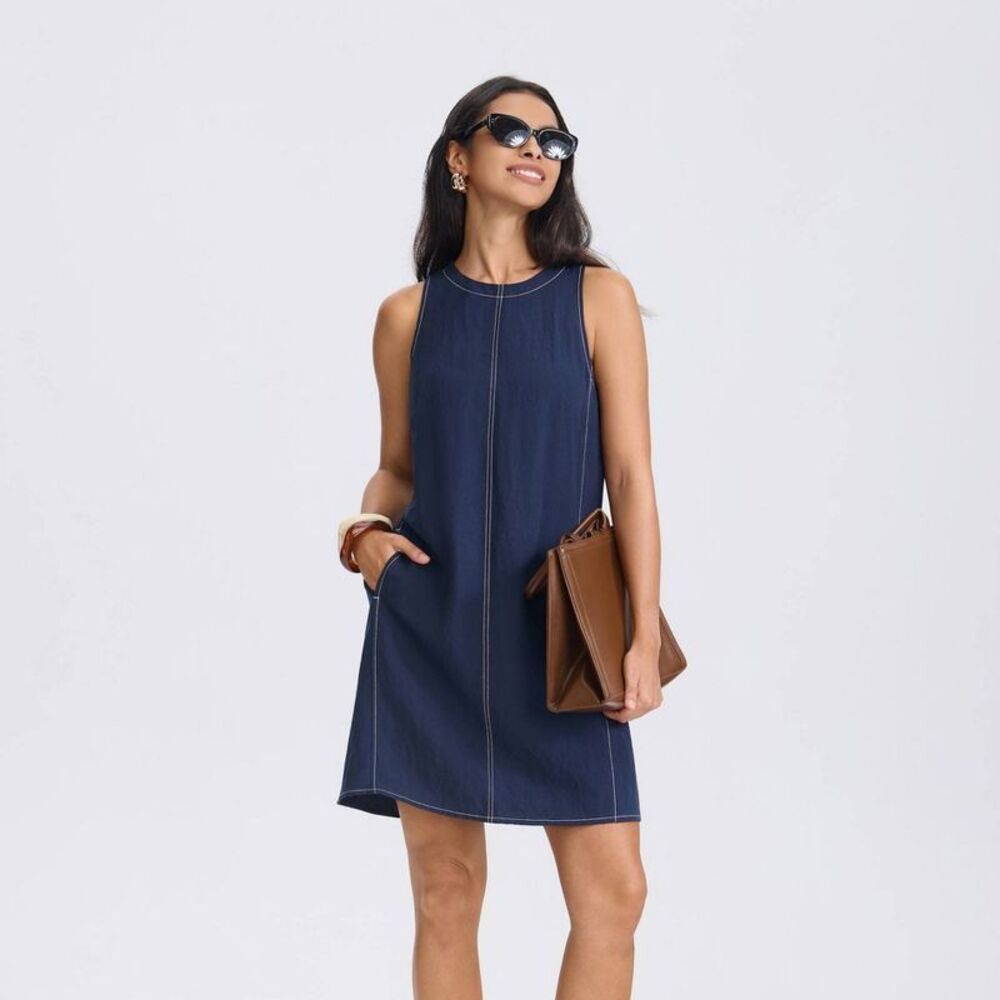 Women's Mini A-Line Dress - A New Day Navy Blue S